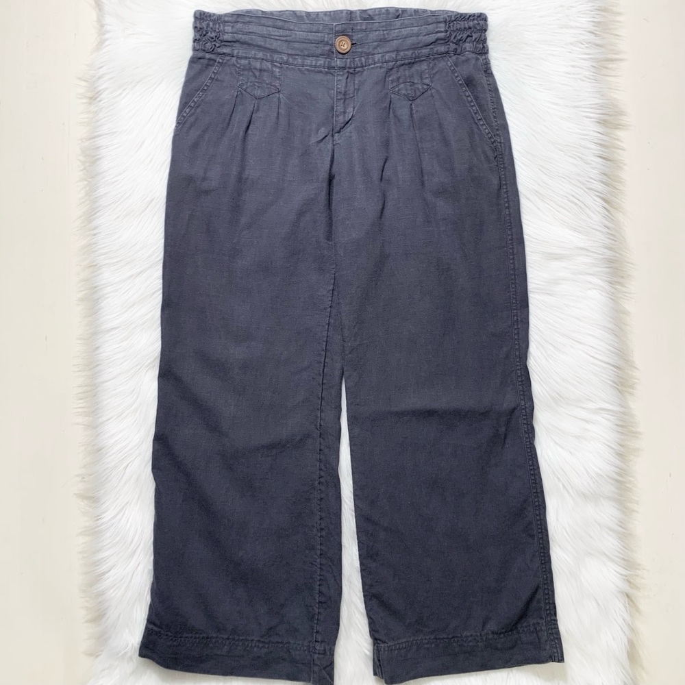 SOLD-Athleta Stormy Blue Linen Trouser Pants - Picture 2 of 8